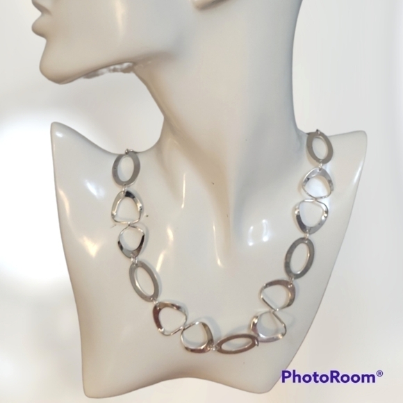3/$30 VTG 1990s Silvertone Freeform Link Chain Necklace - Picture 1 of 5